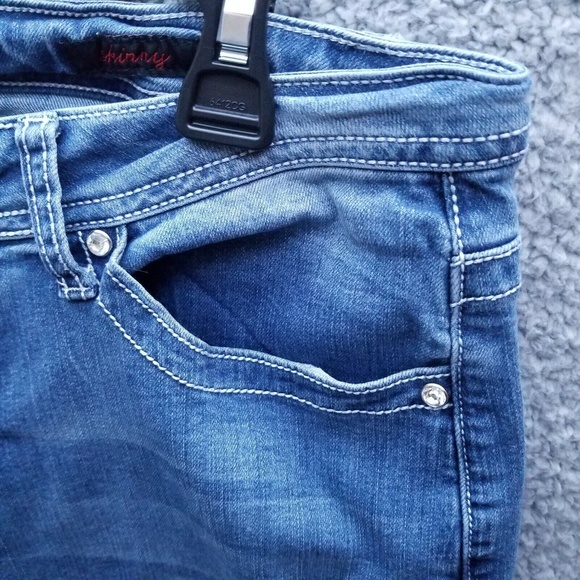 Earl Jeans Women's 12 Skinny Blue Bootcut Jeans Embroidered 32.5" 29" 9.75" - Picture 3 of 11